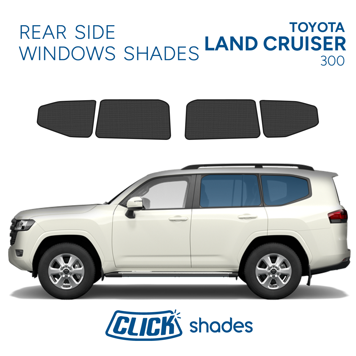 Rear Side Windows Click Shades for Toyota Land Cruiser 300 2022 ->