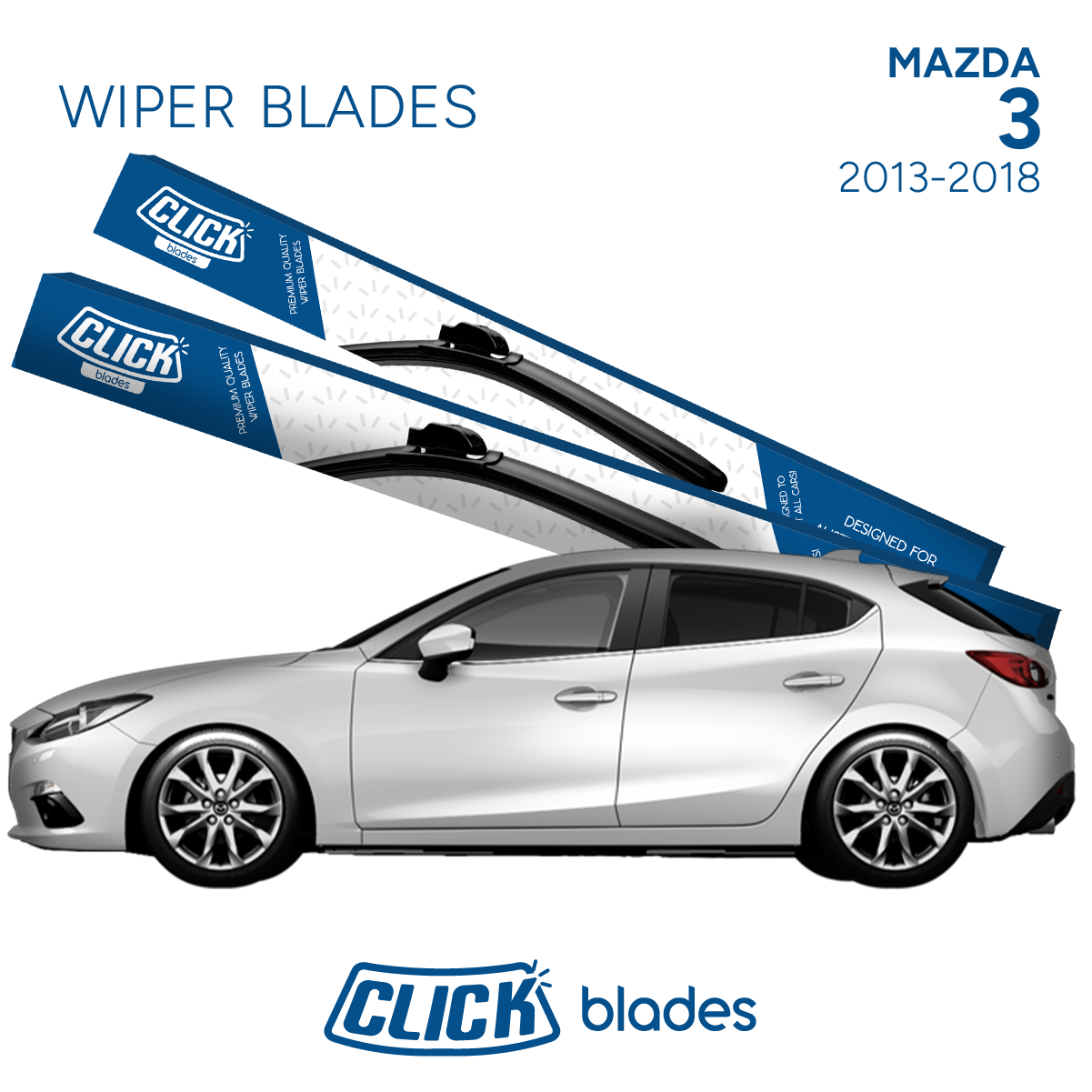 Front Windscreen Wipers for Mazda 3 Hatch 2013-2018