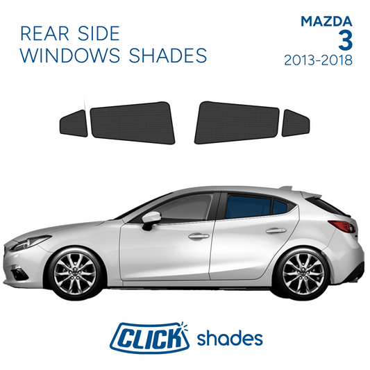 Rear Side Windows Click Shades for Mazda 3 Hatch 2013-2018