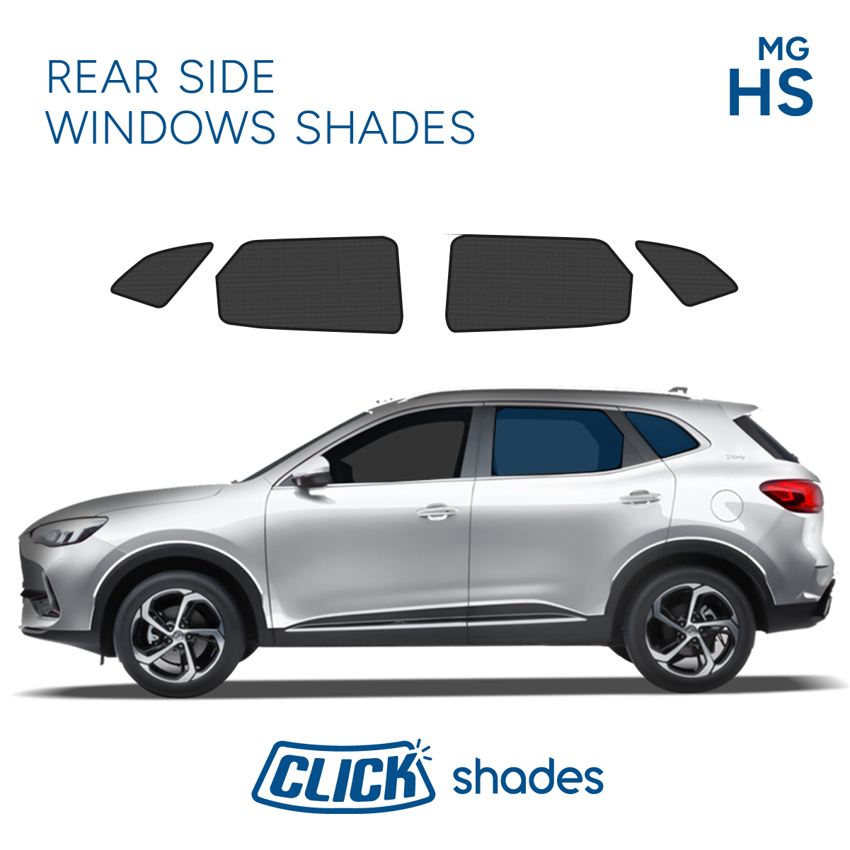 Rear Side Windows Click Shades for MG HS 2017 ->