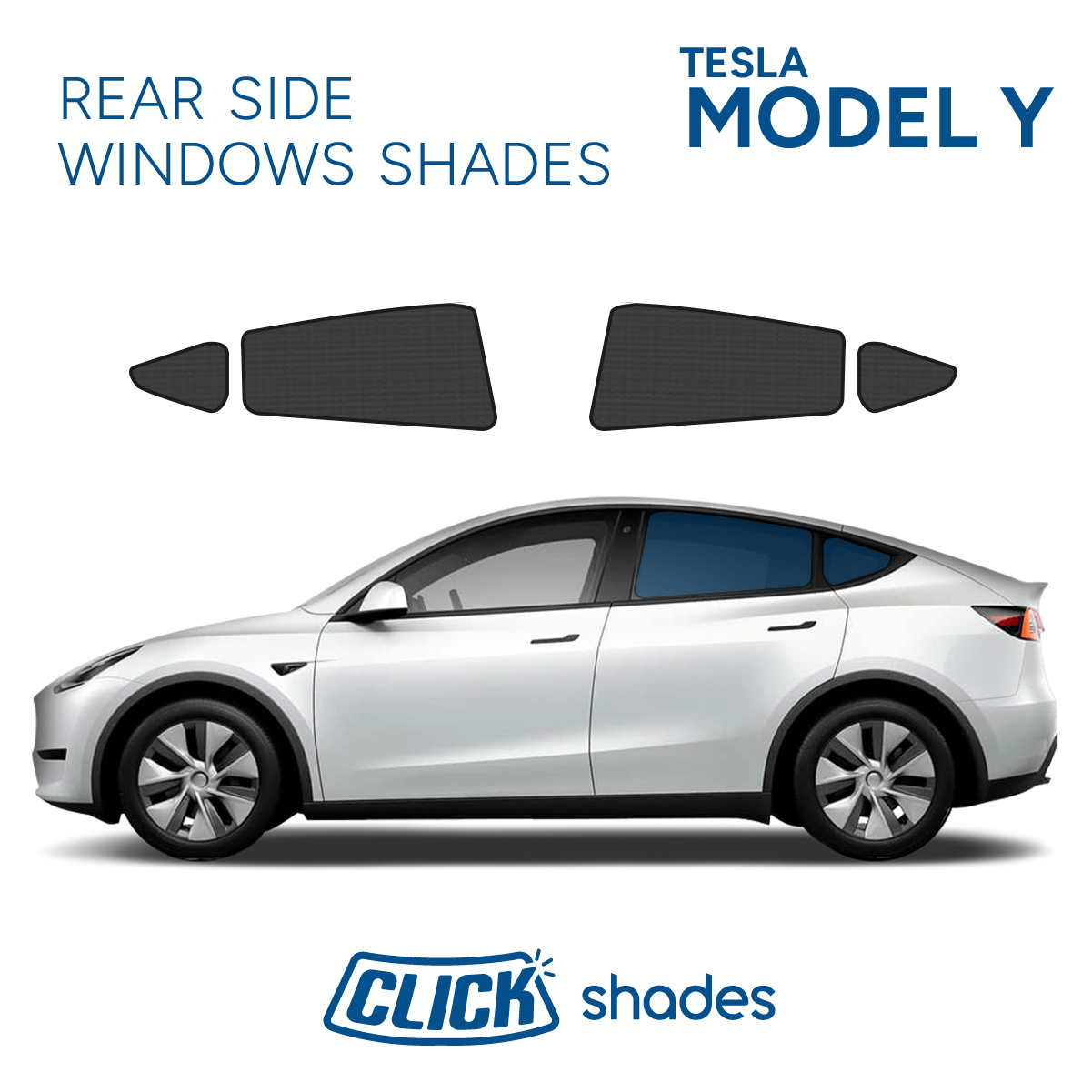 Rear Side Windows Click Shades for Tesla Model Y 2020 ->