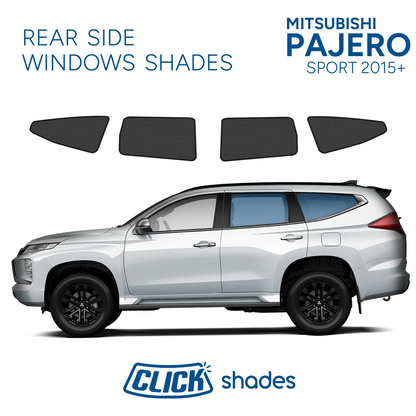 Rear Side Windows Click Shades for Mitsubishi Pajero Sport 2015 ->