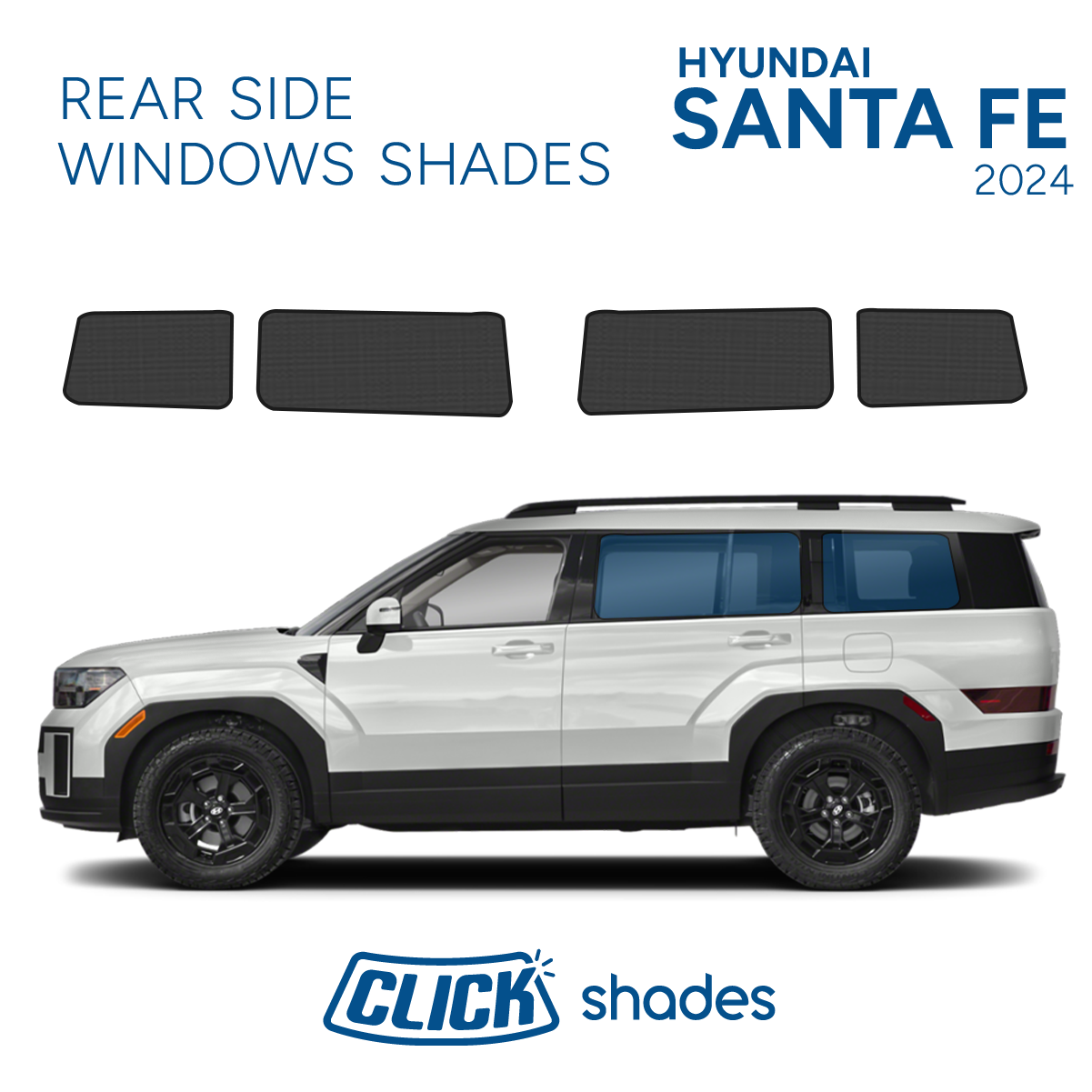 Rear Side Windows Click Shades for Hyundai Santa Fe 2024 ->